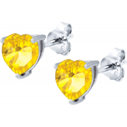 Boucles d'oreille argent rhodié - 1,5g - citrine - cur 7x7mm