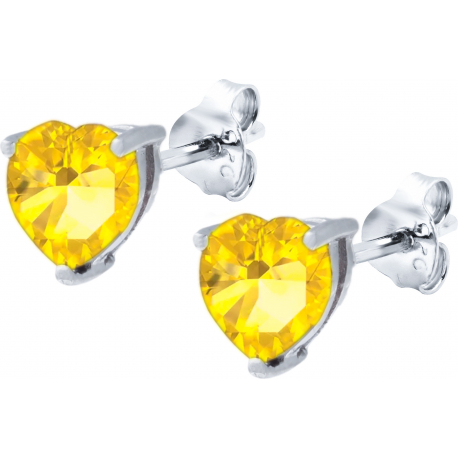 Boucles d'oreille argent rhodié - 1,5g - citrine - cur 7x7mm