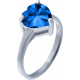 Bague argent rhodié - 2g - topaze bleue london - cur 7x7mm - T 50 à 64