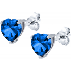 Boucles d'oreille argent rhodié - 1,5g - topaze bleue london - cur 7x7mm