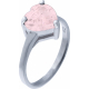 Bague argent rhodié - 2g - quartz rose - cur 7x7mm - T 50 à 64