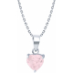 Collier en argent rhodié - 3,2g - quartz rose - cur 7x7mm - 38+5cm