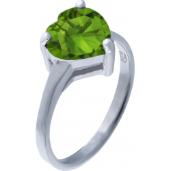 Bague argent rhodié - 2g - péridot - cur 7x7mm - T 50 à 64