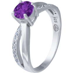 Bague argent rhodié - 2,8g - améthyste - T 50 à 64