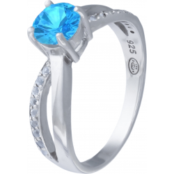 Bague argent rhodié - 2,8g - topaze bleue - T 50 à 64