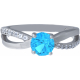 Bague argent rhodié - 2,8g - topaze bleue - T 50 à 64