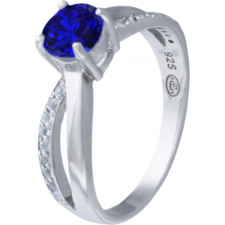 Bague argent rhodié - 2,8g - iolite - T 50 à 64