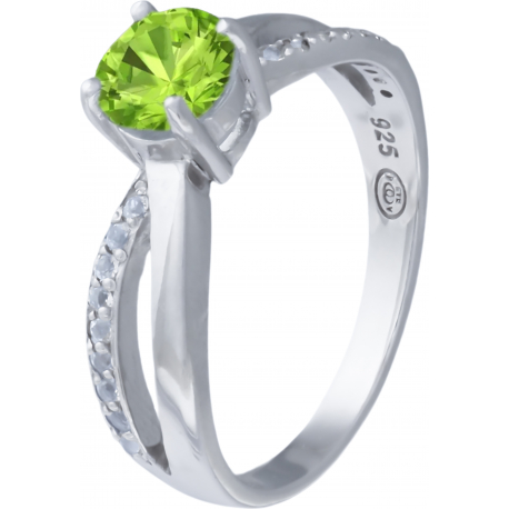 Bague argent rhodié - 2,8g - péridot - T 50 à 64