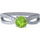 Bague argent rhodié - 2,8g - péridot - T 50 à 64