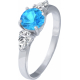 Bague argent rhodié - 2g - topaze blanche - topaze bleue - 6mm - T 50 à 64