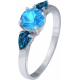 Bague argent rhodié - 2g - topaze bleue london - topaze bleue - 6mm - T 50 à 64