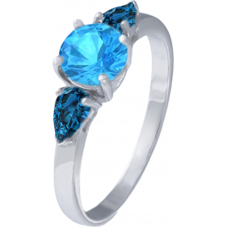 Bague argent rhodié - 2g - topaze bleue london - topaze bleue - 6mm - T 50 à 64