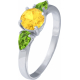 Bague argent rhodié - 2g - péridot - citrine - 6mm - T 50 à 64