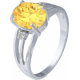 Bague argent rhodié - 3g - citrine - oval 8x10mm - T 50 à 64