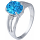 Bague argent rhodié - 3g - topaze bleue - oval 8x10mm - T 50 à 64