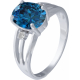 Bague argent rhodié - 3g - topaze bleue london - oval 8x10mm - T 50 à 64