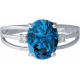 Bague argent rhodié - 3g - topaze bleue london - oval 8x10mm - T 50 à 64