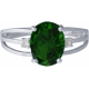 Bague argent rhodié - 3g - quartz vert - oval 8x10mm - T 50 à 64