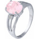 Bague argent rhodié - 3g - quartz rose - oval 8x10mm - T 50 à 64