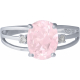 Bague argent rhodié - 3g - quartz rose - oval 8x10mm - T 50 à 64