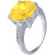 Bague argent rhodié - 5g - citrine - T 50 à 64