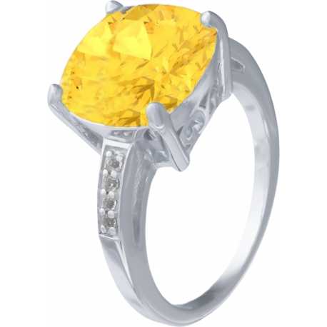 Bague argent rhodié - 5g - citrine - T 50 à 64