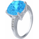 Bague argent rhodié - 5g - topaze bleue - T 50 à 64