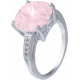 Bague argent rhodié - 5g - quartz rose - T 50 à 64