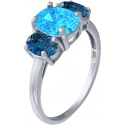 Bague argent rhodié - 2,2g - topaze bleue london - topaze bleue - T 50 à 64