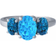 Bague argent rhodié - 2,2g - topaze bleue london - topaze bleue - T 50 à 64