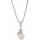 Collier argent rhodié 4g - perle véritable blanche -  zircons - 40cm
