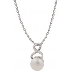 Collier argent rhodié 3,7g - perle blanche véritable - 40cm