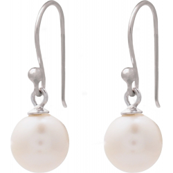 Boucles d'oreilles argent rhodié 1,9g - perle blanche véritable