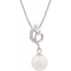 Collier argent rhodié 4,7g - perle blanche véritable - 45cm