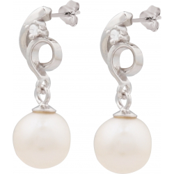 Boucles d'oreilles argent rhodié 2,9g - perle blanche véritable