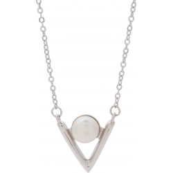 Collier argent rhodié 1,8g - perle de culture véritable - 40+5cm