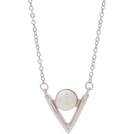 Collier argent rhodié 1,8g - perle de culture véritable - 40+5cm