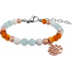 Bracelet STILIVITA en acier - Collection Médecine naturelle - BELLE PEAU -Ambre- Howlite- Aigue marine - 17+4cm