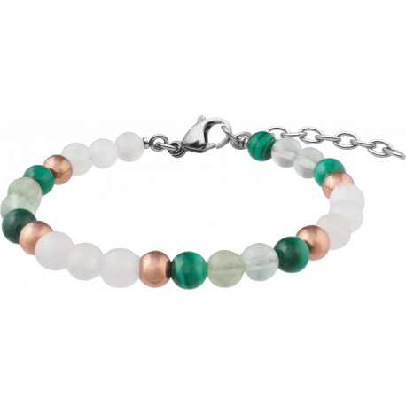 Bracelet STILIVITA en acier - Collection Médecine naturelle - MENOPAUSE -Pierre de lune - Fluorite - Malachite - 17+4cm