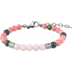 Bracelet STILIVITA en acier - Collection Equilibre - ESTIME DE SOI- Rhodochrosite - Azutie - Opale - 17+4cm