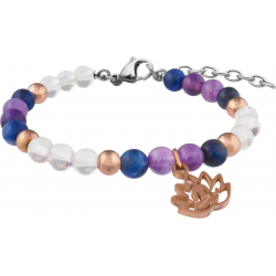 Bracelet STILIVITA en acier - Collection Equilibre - NAMAST'HEY- Améthyste - Cristal de roche - Sodalite 17+4cm