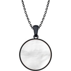 Collier acier - noir - nacre - diamètre 22mm - 45+5cm