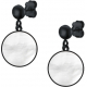 Boucles d'oreille acier - noir - nacre - diamètre 14mm