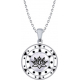 Collier acier - fleur de lotus - noir et blanc - email et nacre - diamètre 25mm - 45+5cm