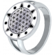 Bague acier - fleur de vie - noir et blanc - diamètre 15mm - T50 à 64