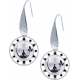 Boucles d'oreille acier - bouddha - noir et blanc - email et nacre - diamètre 18mm