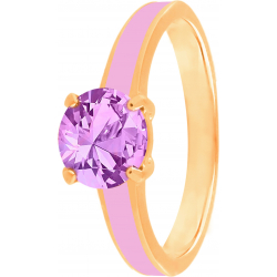 Bague en acier rosé - émail rose - améthyste - facetté - T46 à 62