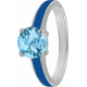 Bague en acier - émail bleu - topaze bleue - facetté - T46 à 62