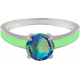 Bague en acier - émail vert - quartz mystic - facetté - T46 à 62