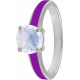 Bague en acier - émail violet - calcédoine - facetté - T46 à 62